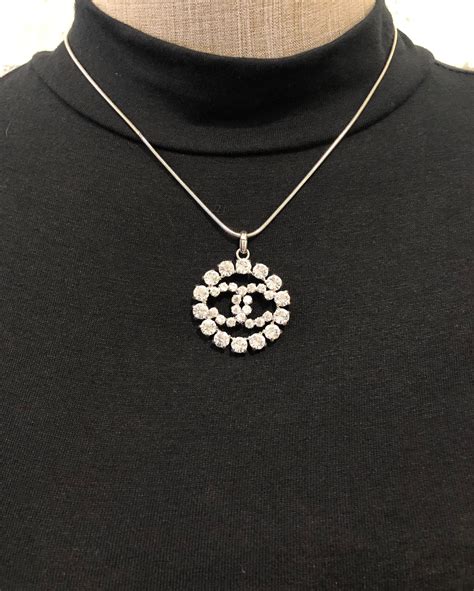 vintage chanel necklace silver|authentic chanel necklace for sale.